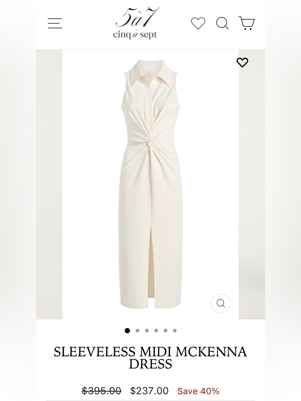 cinq a sept Cream Sleeveless Twisted-Front Midi Dress